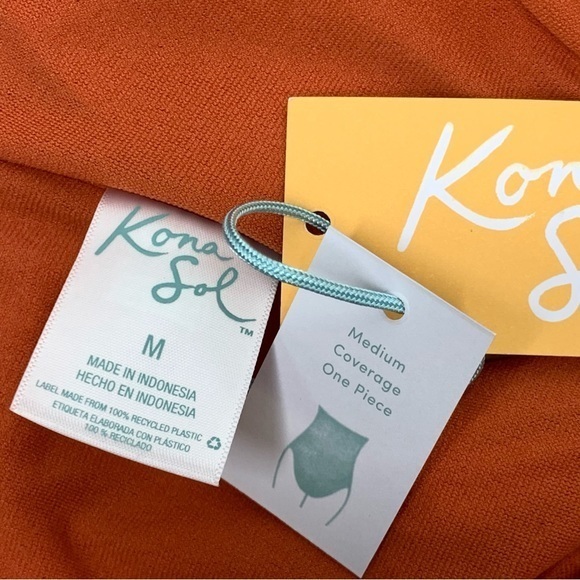 Kona Sol One Piece Textured Swimsuit Rust NWT Medium - Picture 12 of 13